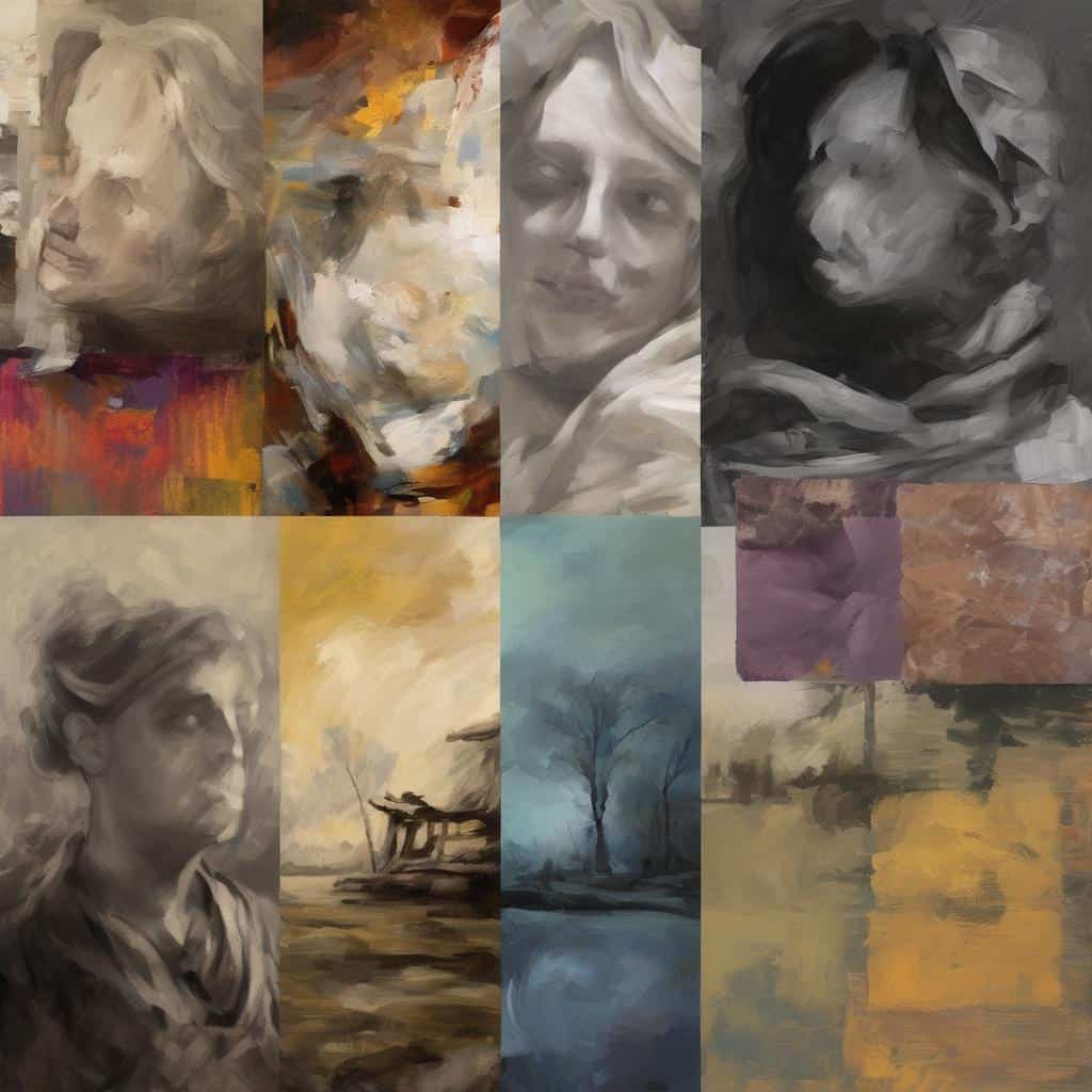 λόγια, αφήγηση, σύνθεση, τέχνη, πίνακες, εικαστικά, πορτραίτα, μονόχρωμα, εναλλακτική τέχνη, αφηγηματικά έργα.